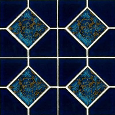 Royal Blue Akron, 6" x 6" Deco | AMBON-6 | Fujiwa Porcelain Pool Tile