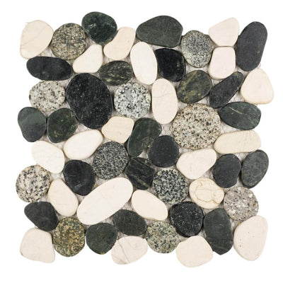 Salt and Pepper, Pebble Tile | Shaved Pebbles Mosaics | Natural Stone