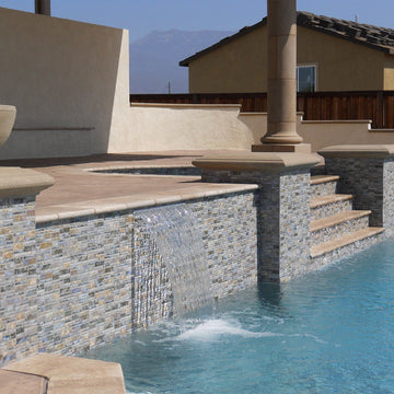 Satin Pearl, Random Block | PILOS-406 | Fujiwa Porcelain Pool Tile