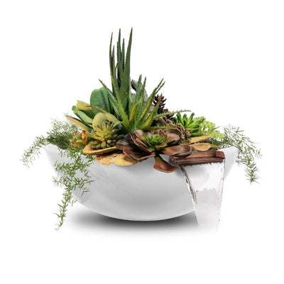 Sedona Round Planter & Water Bowl, GFRC Concrete | Water Feature - Limestone