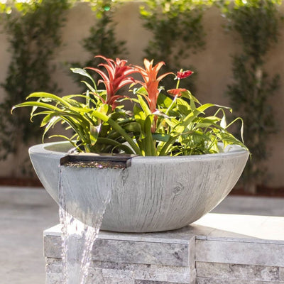 Sedona Round Planter & Water Bowl, GFRC Concrete | Water Feature