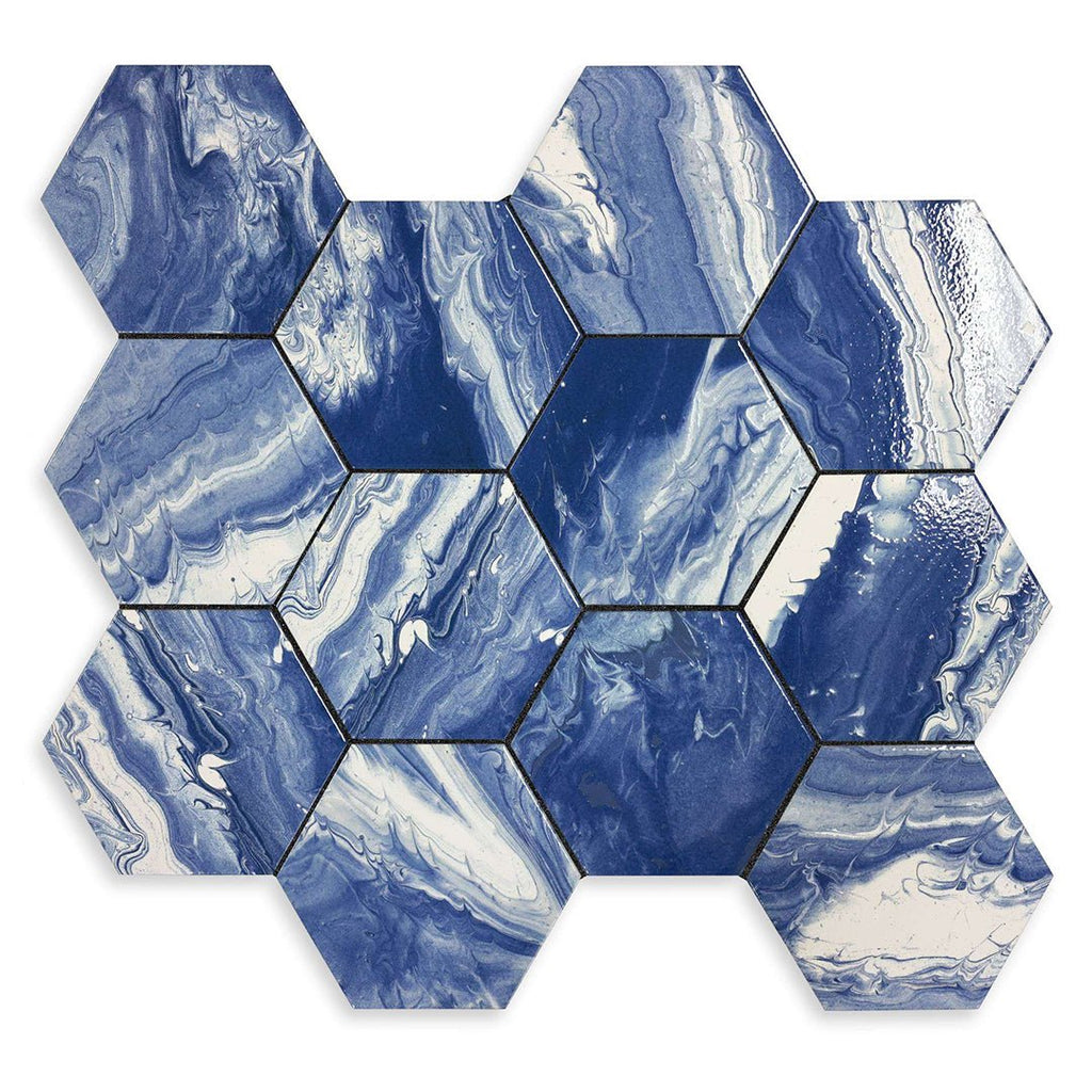 Selleny Ocean, Hexagon Porcelain Tile | Kitchen, Spa, and Pool Tile
