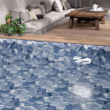 Selleny Ocean, Hexagon Porcelain Tile | Kitchen, Spa, and Pool Tile