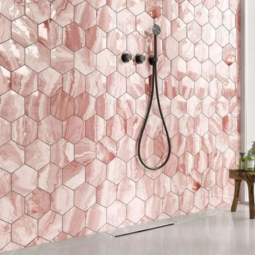 Selleny Salmon, Hexagon Porcelain Tile | Kitchen, Spa, and Pool Tile