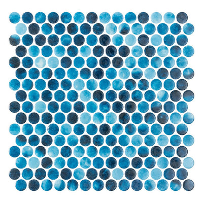 Sena, Penny Tile | Round Glass Mosaic Tile by Aquatica