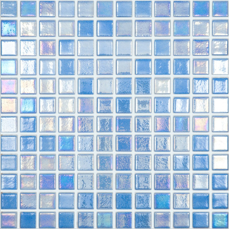Shell Azure Slip Resistant, 1" x 1" Glass Tile | Vidrepur Pool Tile