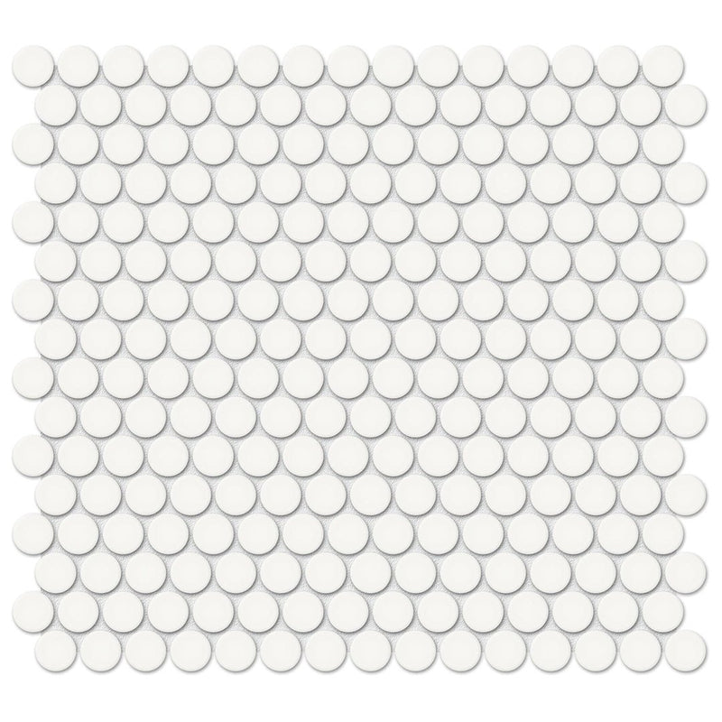 Soho Canvas White Glossy, Penny Round | Ceramic Kitchen & Bath Tile