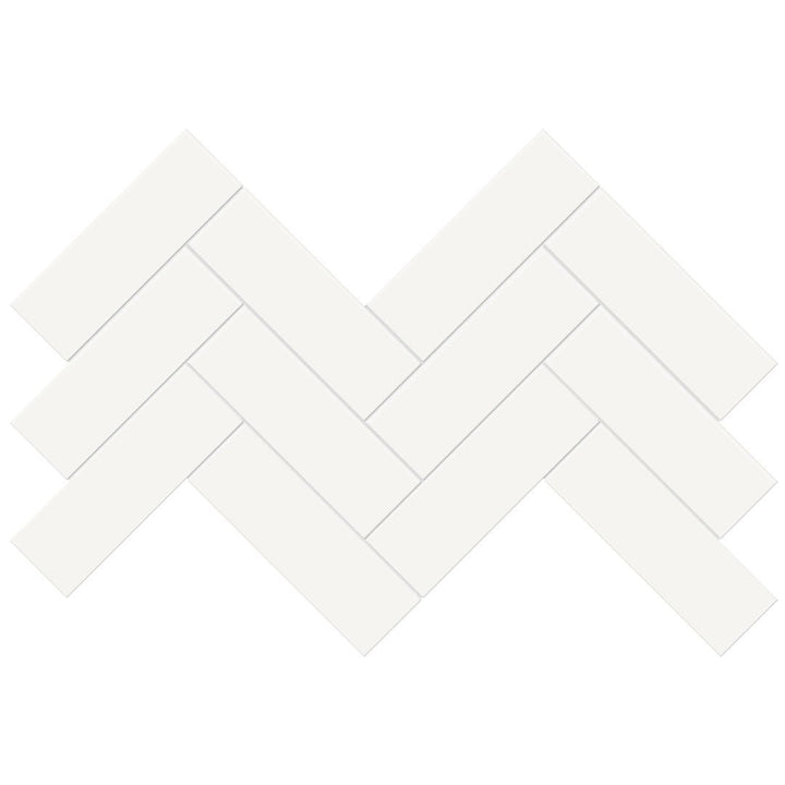 Soho Canvas White Matte, 2" x 6" Herringbone Ceramic Tile