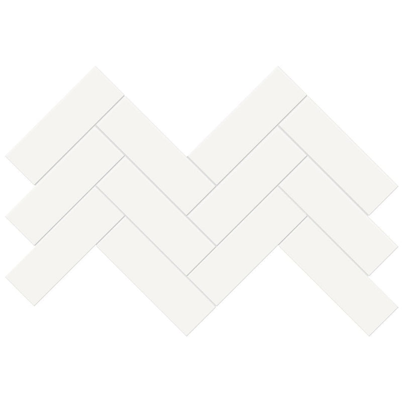 Soho Canvas White Matte, 2" x 6" Herringbone Ceramic Tile