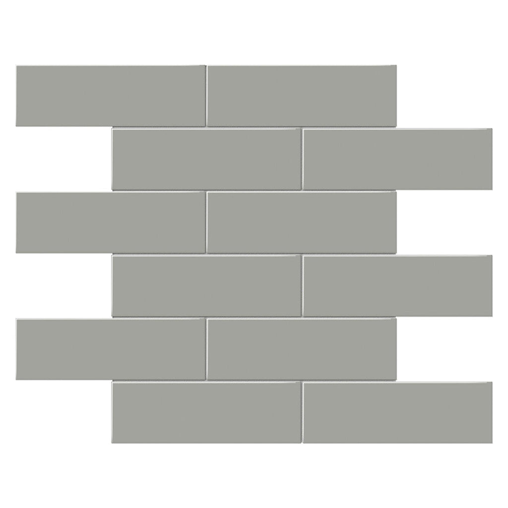 Soho Cement Chic Glossy Brick, 2" x 6" - Ceramic Tile for Kitchen Backsplashes