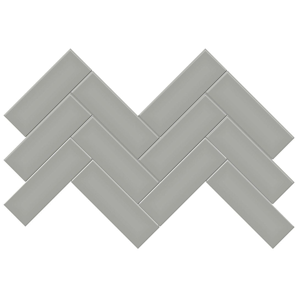 Soho Cement Chic Matte, 2" x 6" Herringbone Ceramic Tile