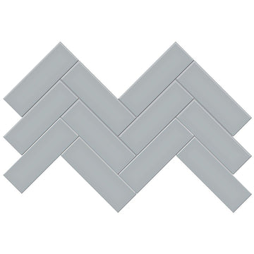 Soho Cloud Blue Matte, 2" x 6" Herringbone Ceramic Tile