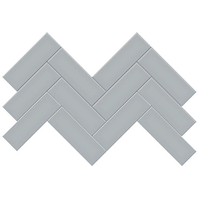 Soho Cloud Blue Matte, 2" x 6" Herringbone Ceramic Tile