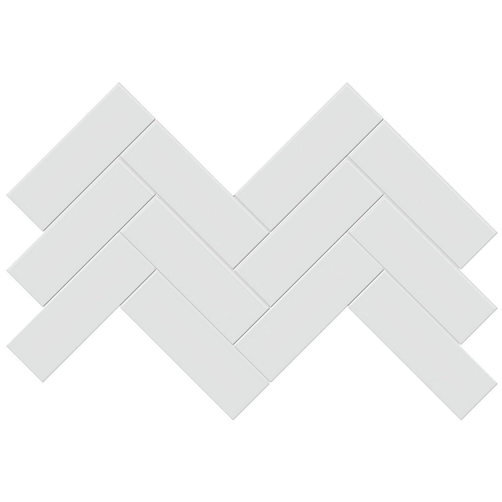 Soho Gallery Grey Glossy, 2" x 6" Herringbone Ceramic Tile