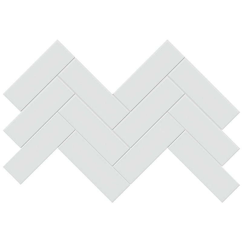 Soho Gallery Grey Glossy, 2" x 6" Herringbone Ceramic Tile
