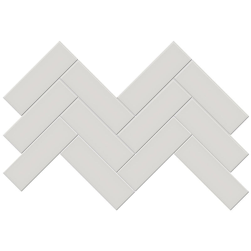 Soho Halo Grey Matte, 2" x 6" Herringbone Ceramic Tile
