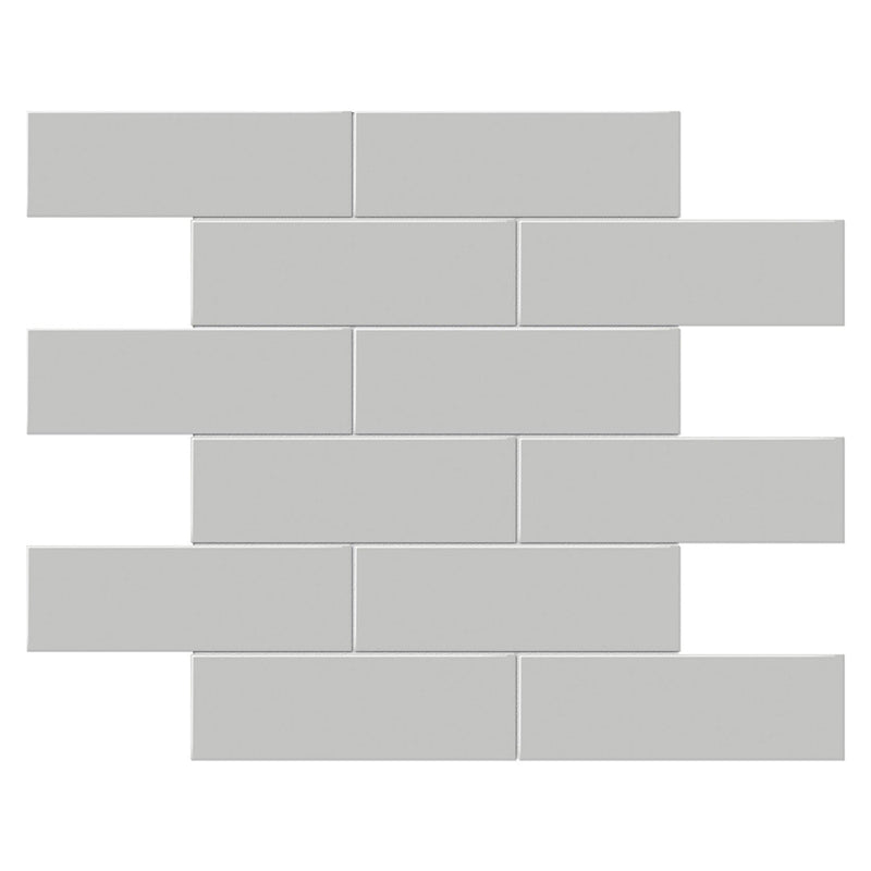 Soho Loft Gray Glossy Brick, 2" x 6" - Ceramic Tile for Kitchen Backsplashes