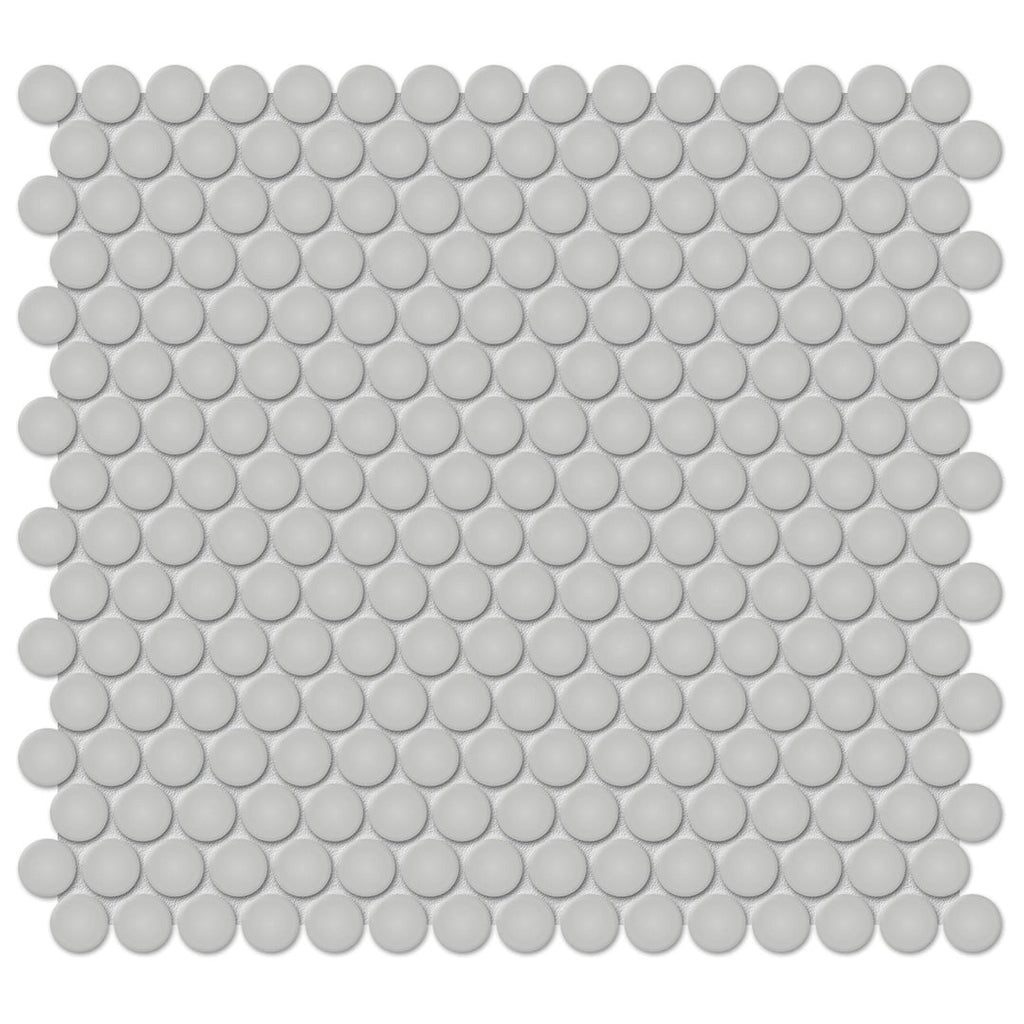 Soho Loft Grey Glossy, Penny Round | Ceramic Kitchen & Bathroom Tile