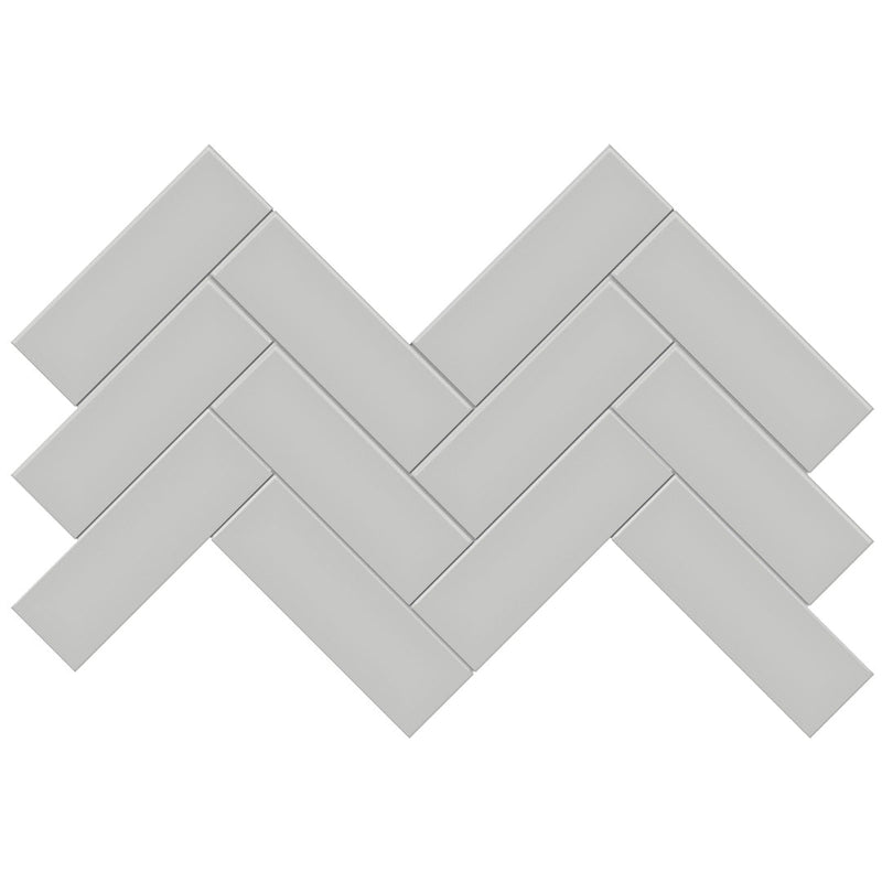 Soho Loft Grey Matte, 2" x 6" Herringbone Ceramic Tile