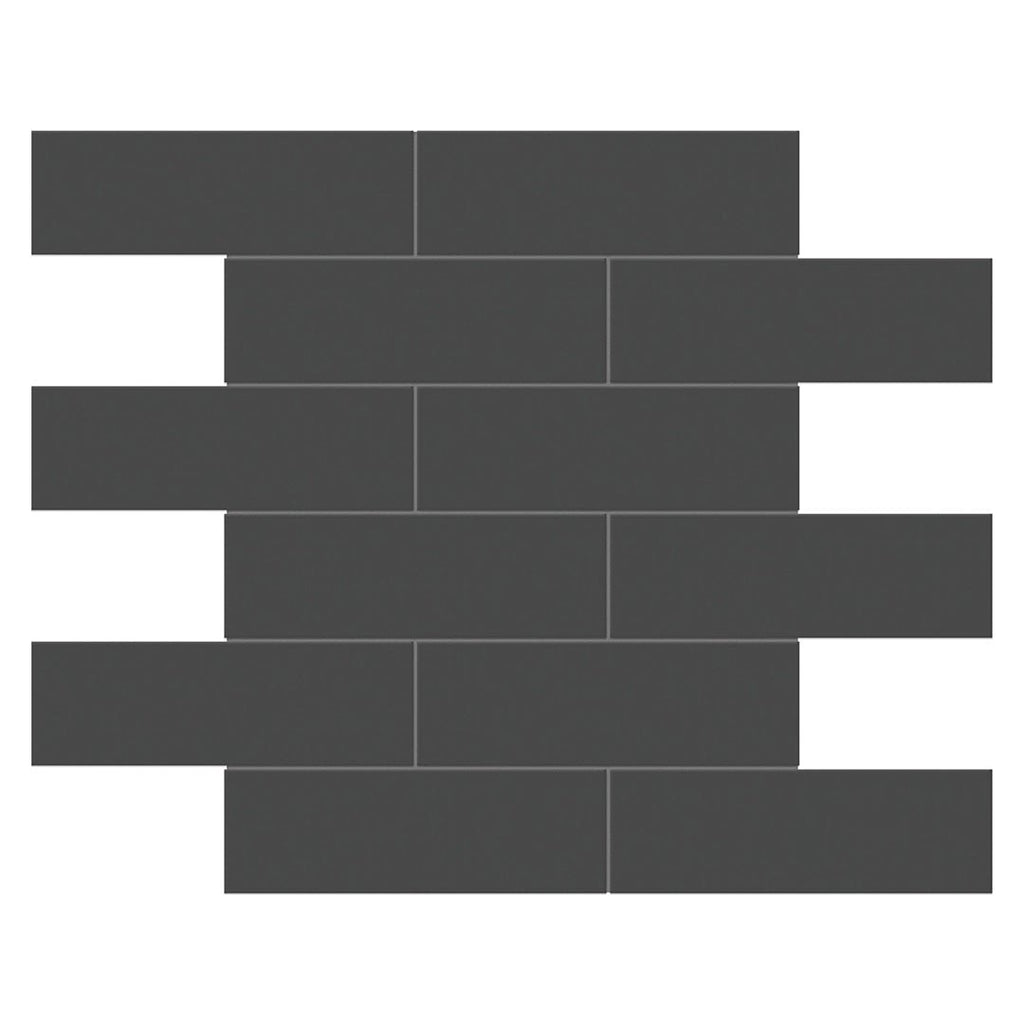 Soho Retro Black Matte Brick, 2" x 6" - Ceramic Tile for Kitchen Backsplashes