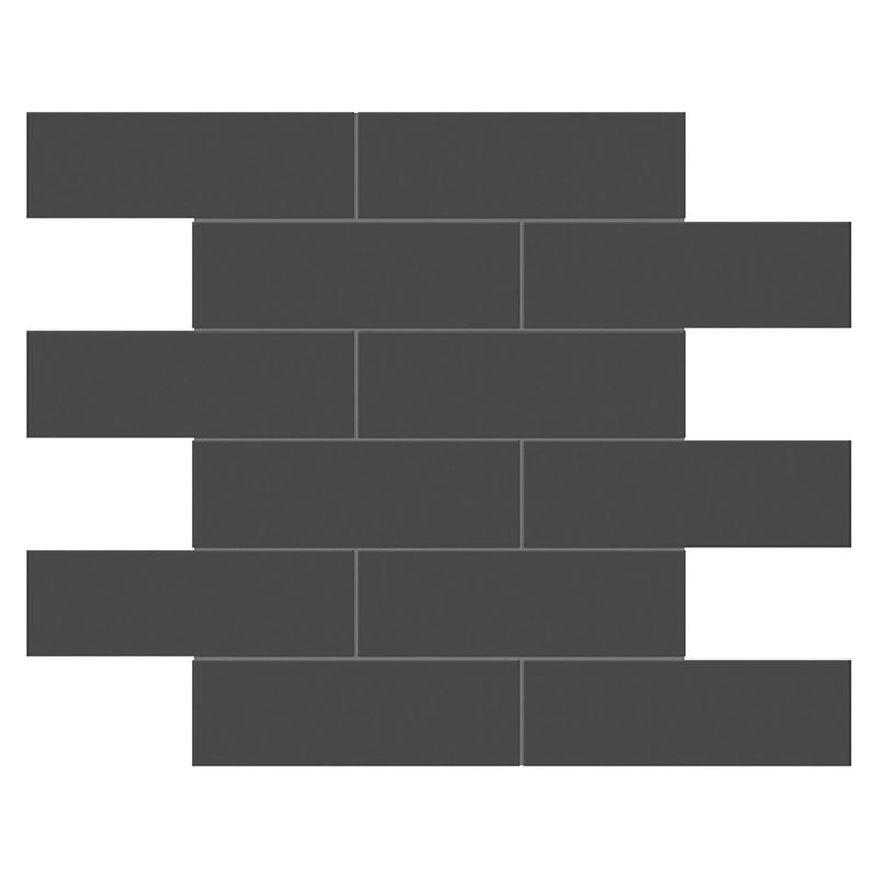 Soho Retro Black Matte Brick, 2" x 6" - Ceramic Tile for Kitchen Backsplashes