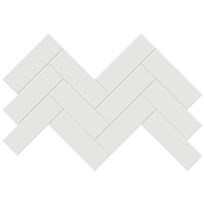Soho Vintage Grey Glossy, 2" x 6" Herringbone Ceramic Tile