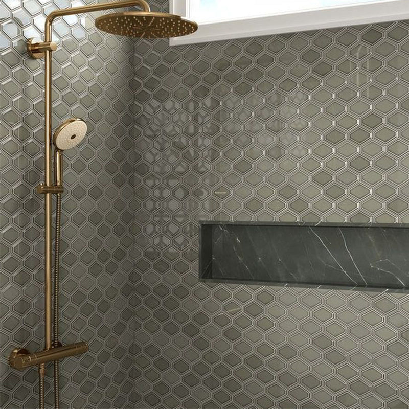 Structure Plains, Diamond Mosaic | Anthology Ceramic Backsplash Tile