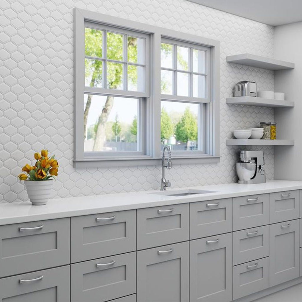 Structure Plaster, Diamond Mosaic | Anthology Ceramic Backsplash Tile