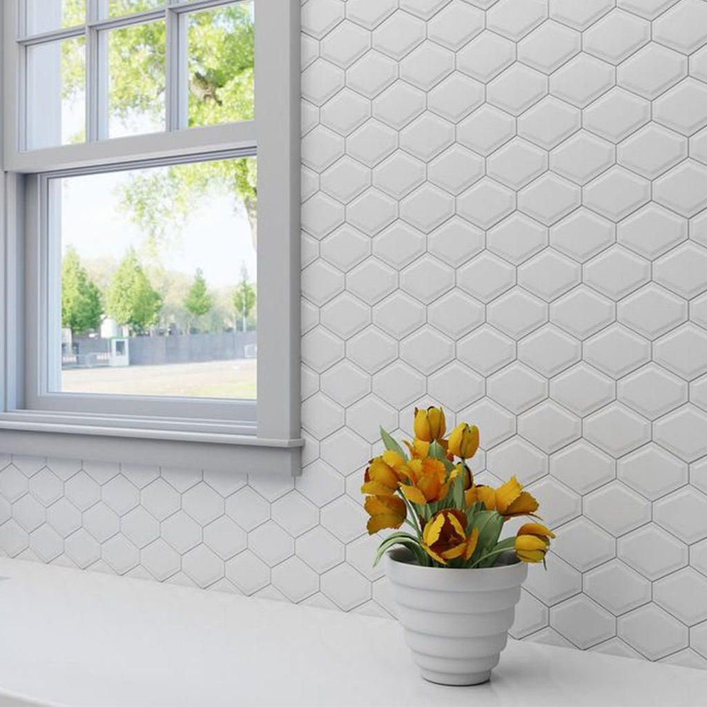 Structure Plaster, Diamond Mosaic | Anthology Ceramic Backsplash Tile