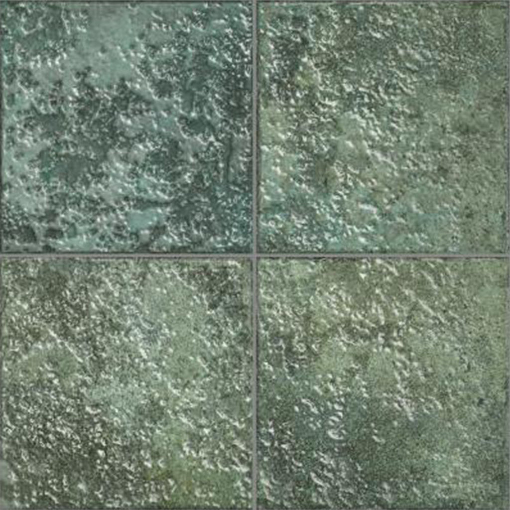 Tahiti Emerald Glossy, 6" x 6" Porcelain Tile | Zellige-Look Pool Tile