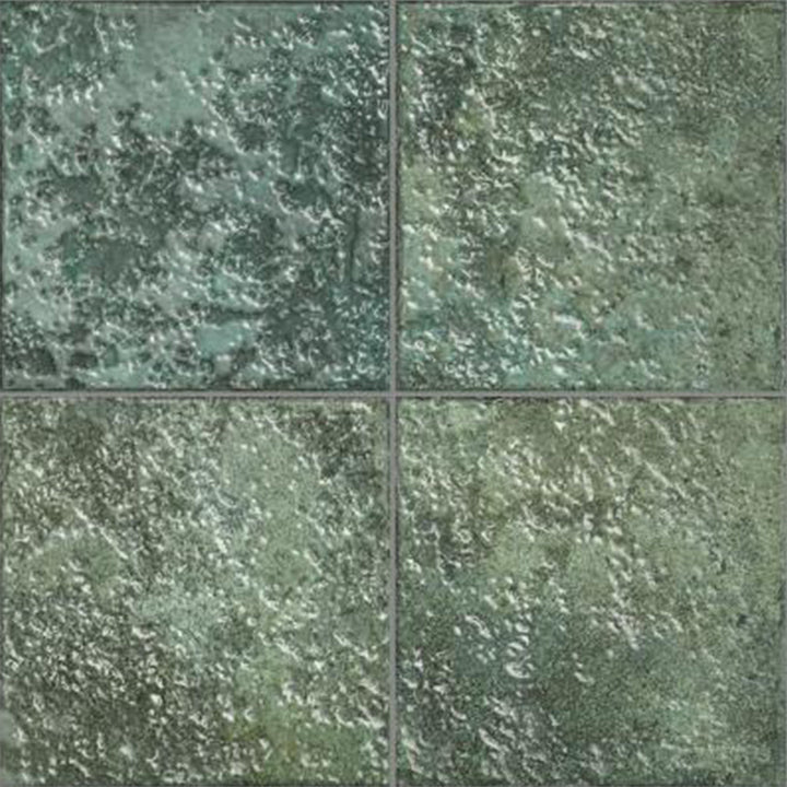 Tahiti Emerald Glossy, 6" x 6" Porcelain Tile | Zellige-Look Pool Tile