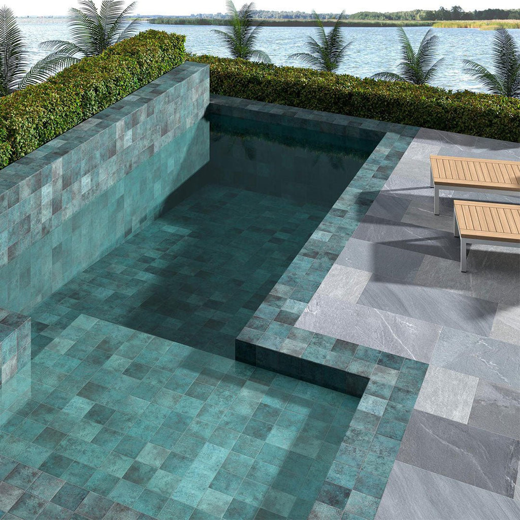 Tahiti Turquoise Glossy, 6" x 6" Porcelain Tile | Pool & Wall Tile