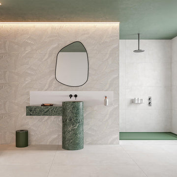 Tinsel White Leaf, 24" x 48" - Porcelain Tile