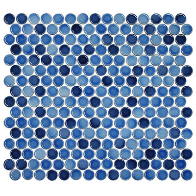 Ultramarine Blue, Penny Round Mosaic | Porcelain Tile by Fujiwa