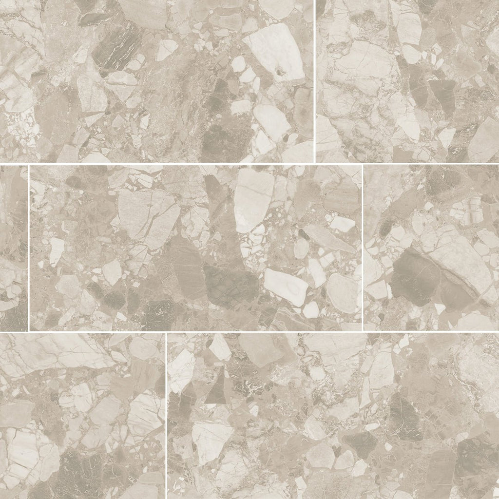 Venice Cream, 24" x 48" Porcelain Tile | Terrazzo-Look Floor Tile