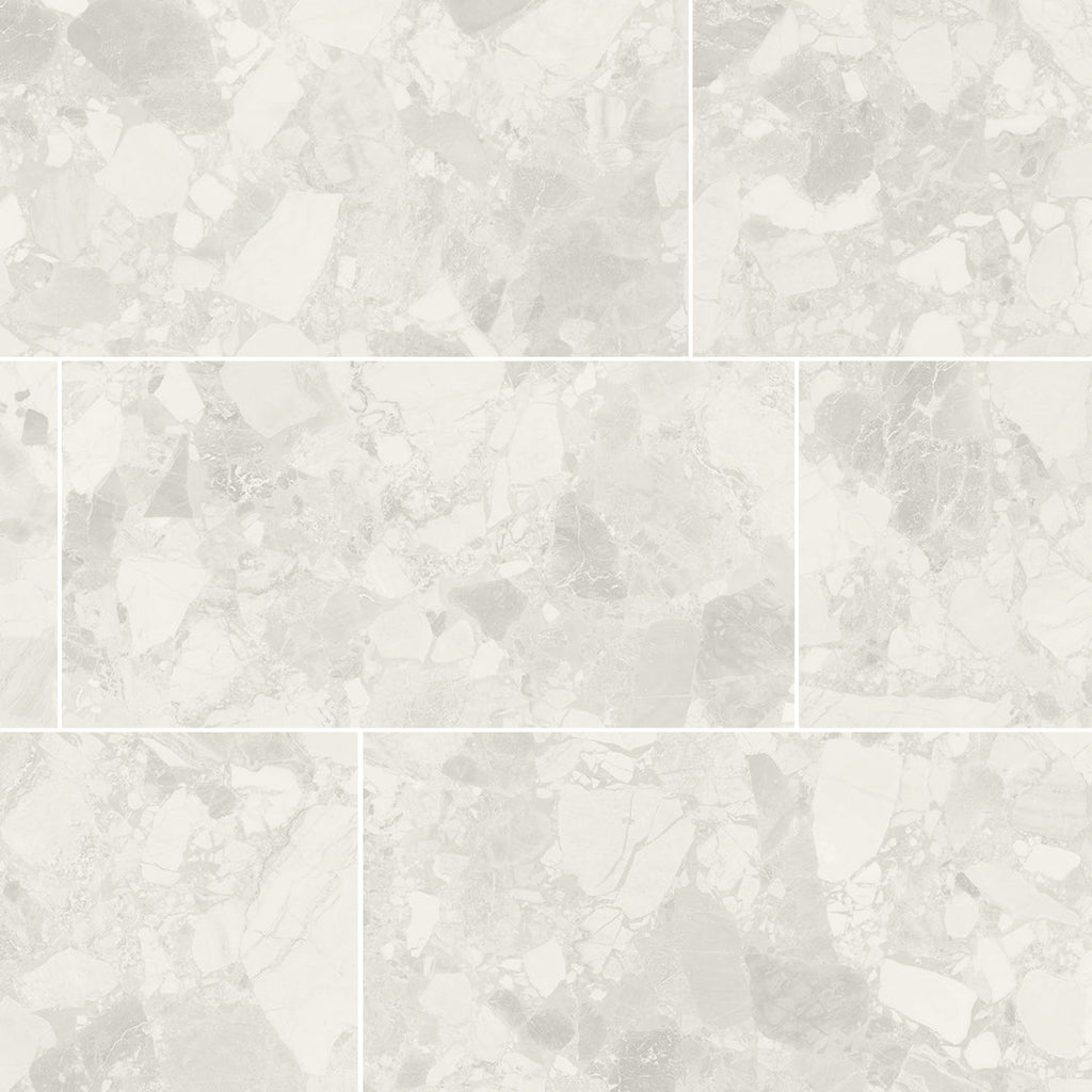 Venice White, 24" x 48" 2CM Porcelain Paver | Terrazzo-Look Pavers
