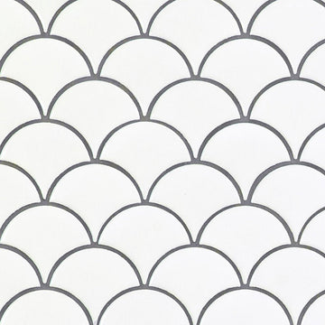 White, Fish Scale Mosaic | Porcelain Tile | SMOT-PT-RETBIA-SCALOP