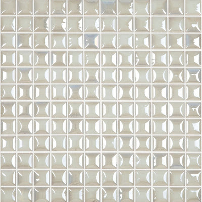 EDNA WHITE White Iridescent Pillow Texture, 1" x 1" - Glass Tile