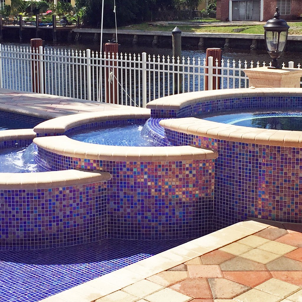 Shell Saphire Glass Pool Tile | Vidrepur