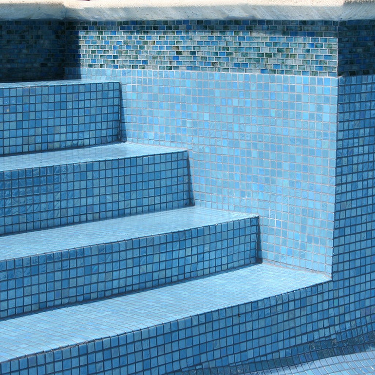 Brushed Blue Iridescent, 1" x 1" - Glass Tile