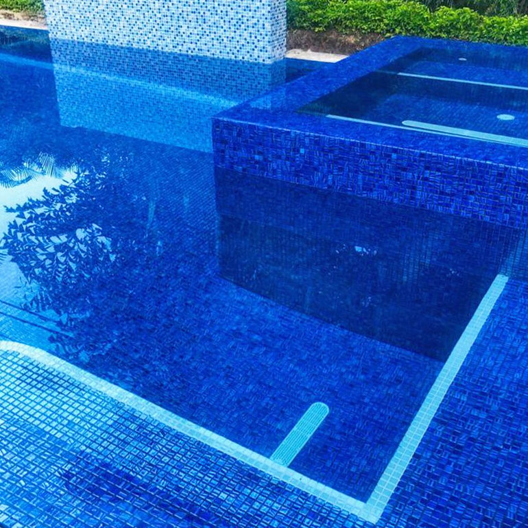 Brushed Dark Blue Iridescent, 1" x 1" - Glass Tile