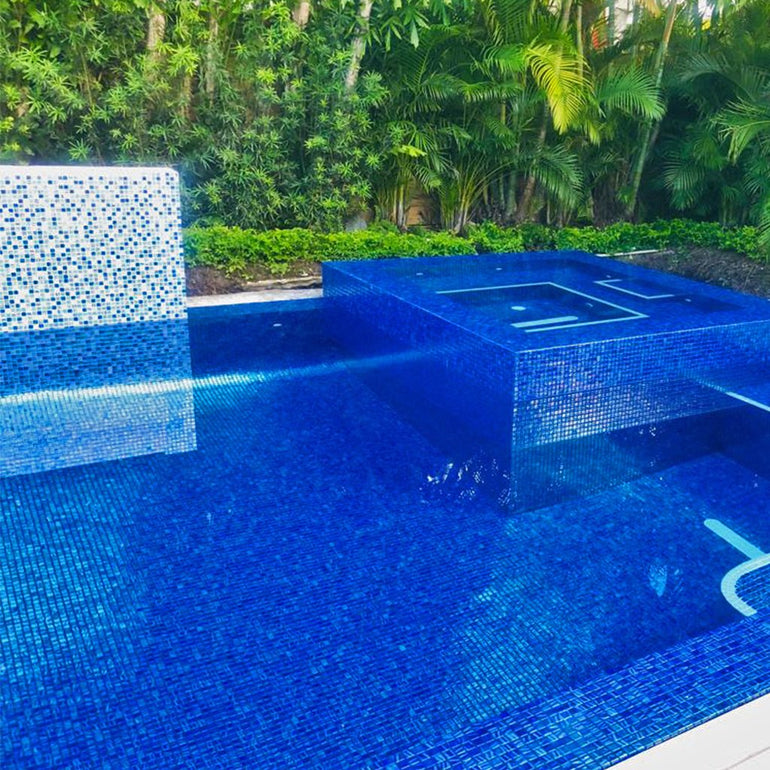 Brushed Dark Blue Iridescent, 1" x 1" - Glass Tile