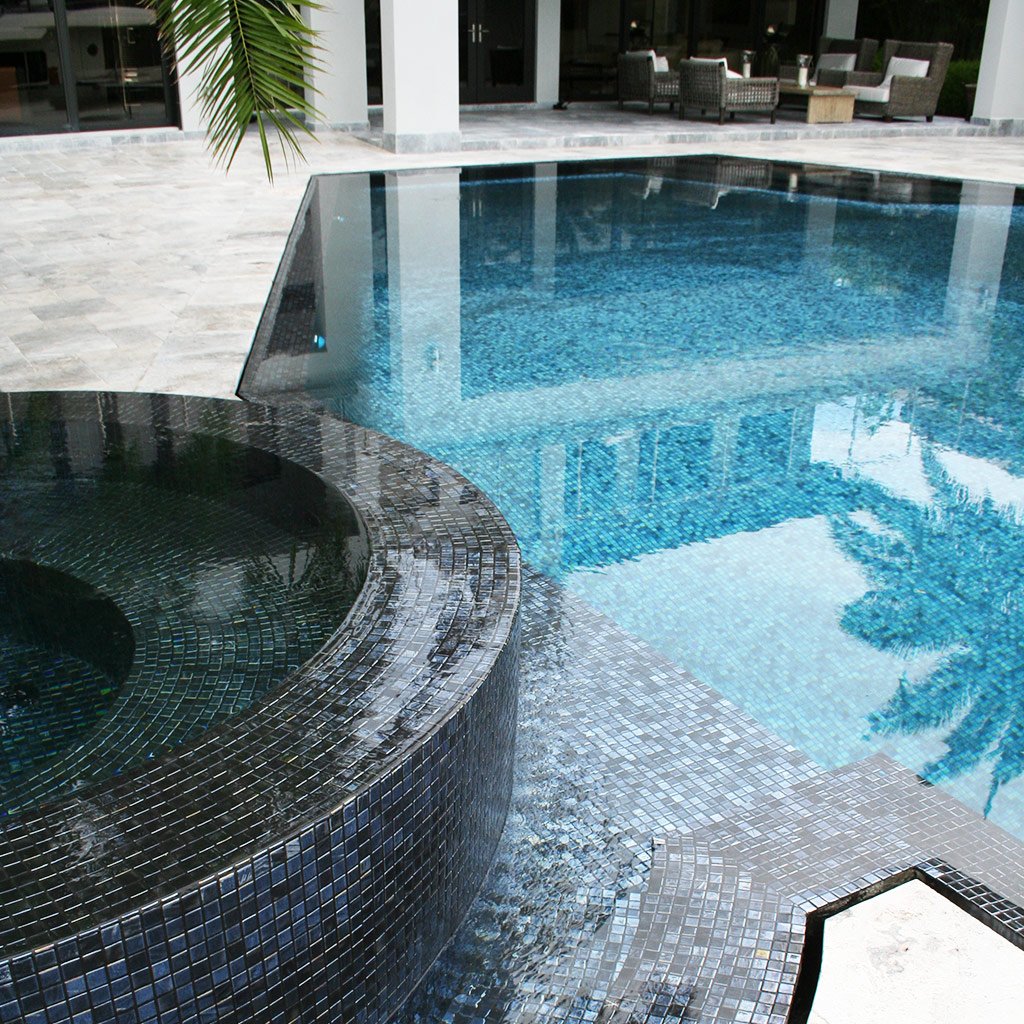 Titanium Black Iridescent Glass Tile by Vidrepur