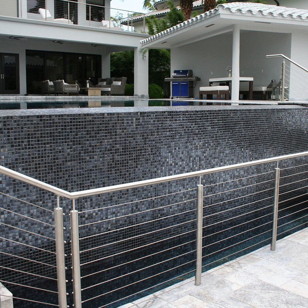 Titanium Black Iridescent Glass Tile by Vidrepur