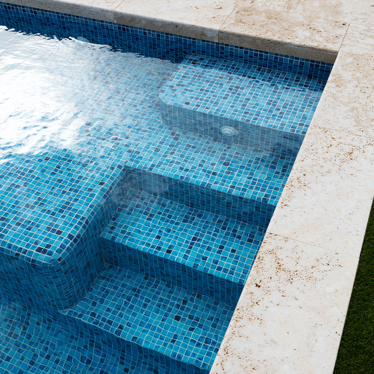 Glass Mosaic Pool | Olympic, 1.5" x 1.5" Glass Tile | Vidrepur Nature Collection