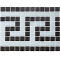 Onyx and White, 1" x 1" Greek Key Pattern - Glass Tile