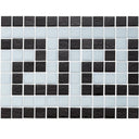 Onyx and White, 1" x 1" Greek Key Pattern - Glass Tile