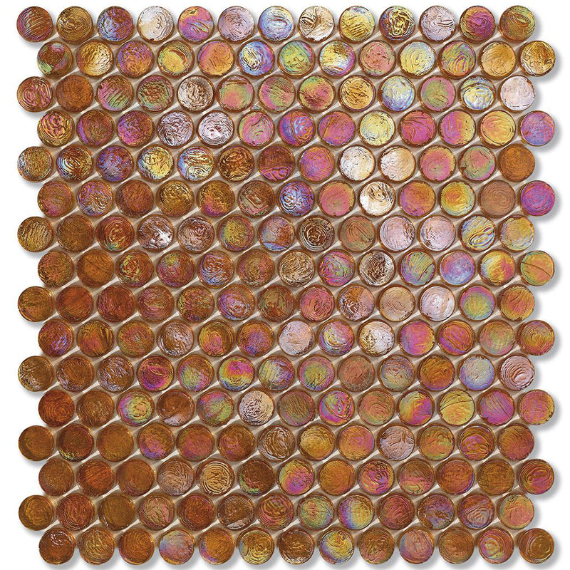 Jute Barrels, 6/8" Glass Penny Round Mosaic by SICIS