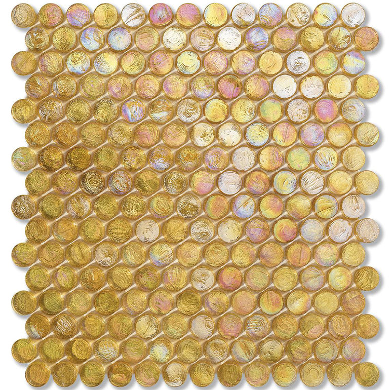 Hemp Barrels, 6/8" Glass Penny Round Mosaic by SICIS