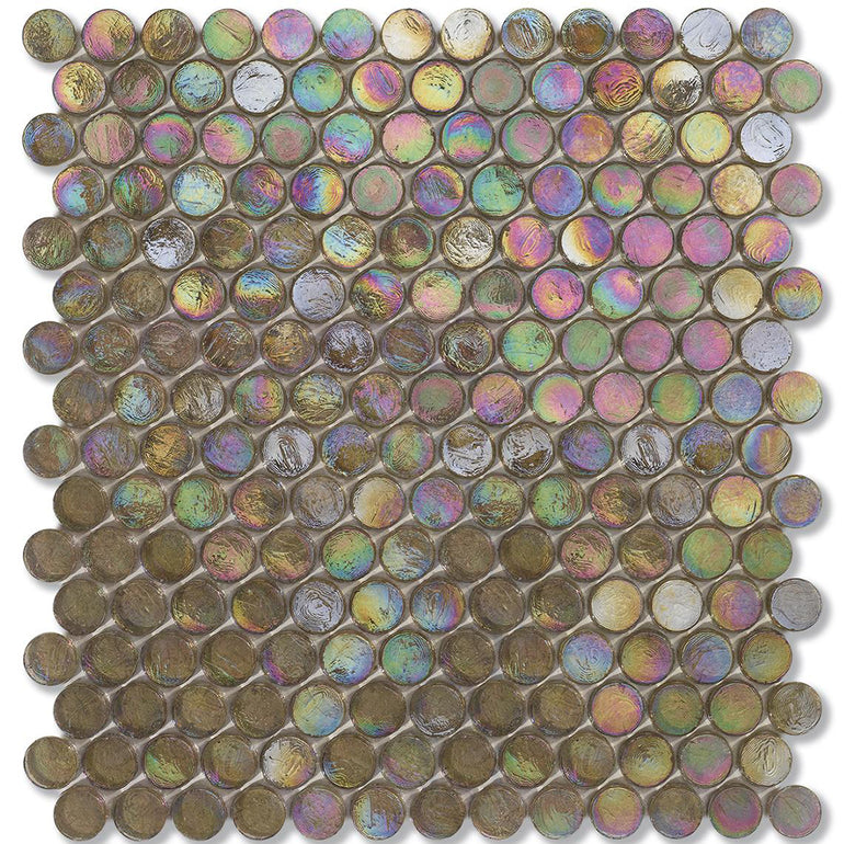 Satin Barrels, 6/8" Glass Penny Round Mosaic | Pool Tile by SICIS